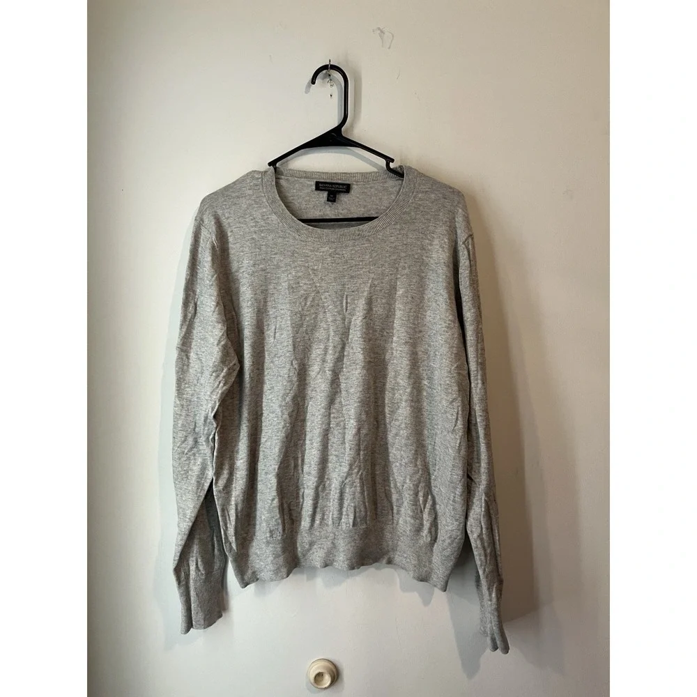 Banana Republic Pima Cotton Cashmere Sweater Gray Round neck Mens XL Lightweight